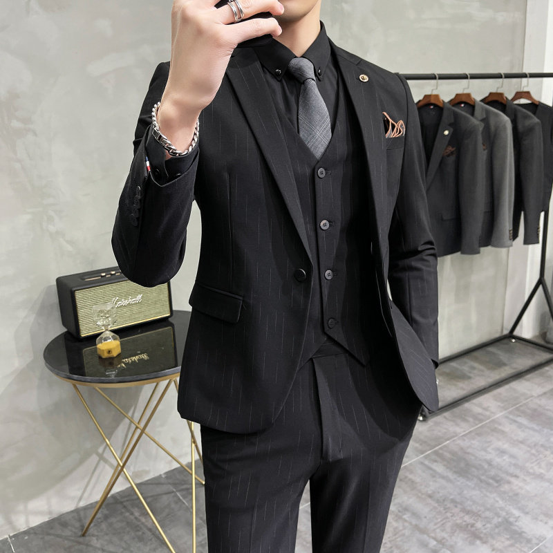 新郎西服套装男士三件套结婚礼服休闲正装帅气小西装SJT9905-P285，男装西服套装，电商A311