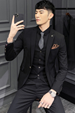 21春西服套装男士三件套韩版修身小西装新郎结婚礼服SJT9902-P285，男装西服套装，电商A311
