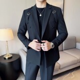 24年秋冬新款西服男套装韩版修身新郎伴郎礼服两件套LJT9996-P230，男装西服，电商A311