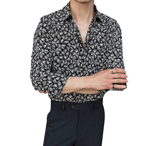 2025春季新男士长袖衬衫商务寸衫发型师方领衬衫A311-CSZ7806-P40图片
