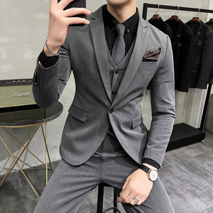 2025秋冬新西装套装修身休闲商务大码工西服男士礼服SJT9852-P265图片