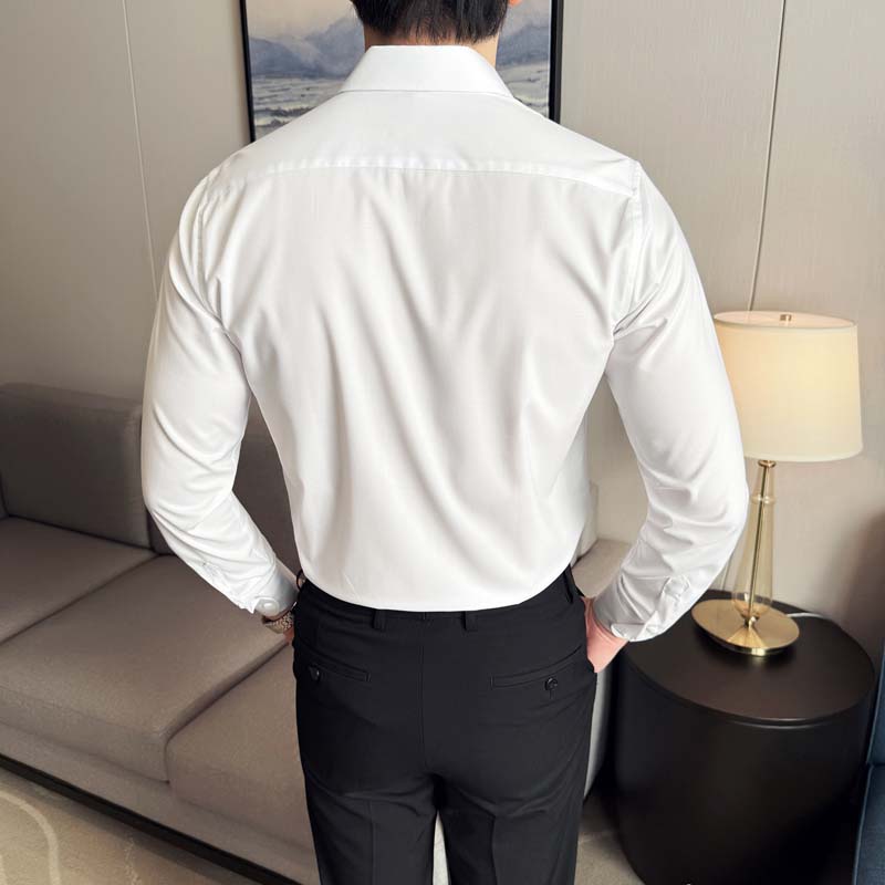 2025秋季新款纯色长袖衬衫男百搭时尚衬衣A311-CS3081-P68,男装衬衫,电商A311