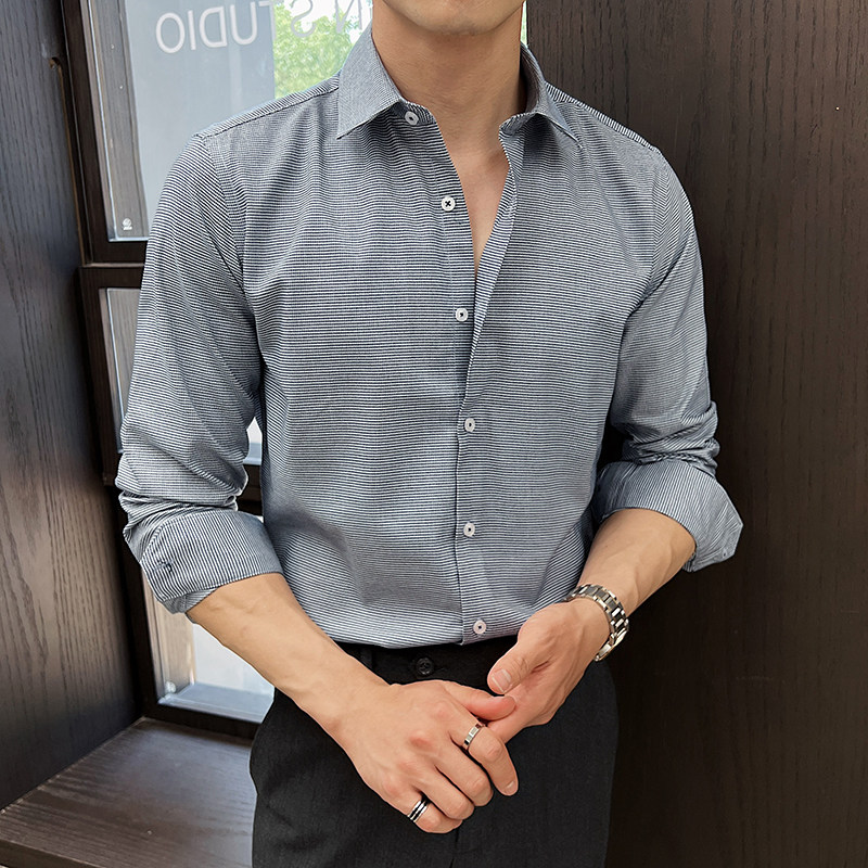 2025春季新男士长袖衬衫商务寸衫羊毛千鸟格衬衫A311-CSZ7781-P65,男装衬衫,电商A311