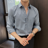 2025春季新男士长袖衬衫商务寸衫羊毛千鸟格衬衫A311-CSZ7781-P65，男装衬衫，电商A311