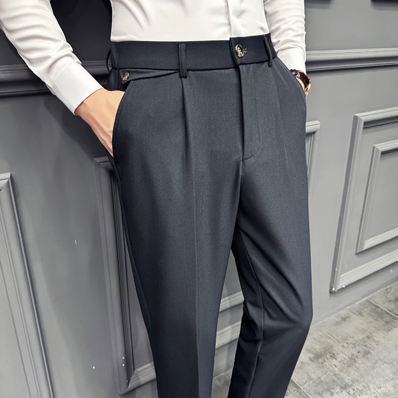 2025秋季新款裤子高级感松紧腰直筒裤身休闲西裤A311-DK9996-P75，男装西裤，电商A311