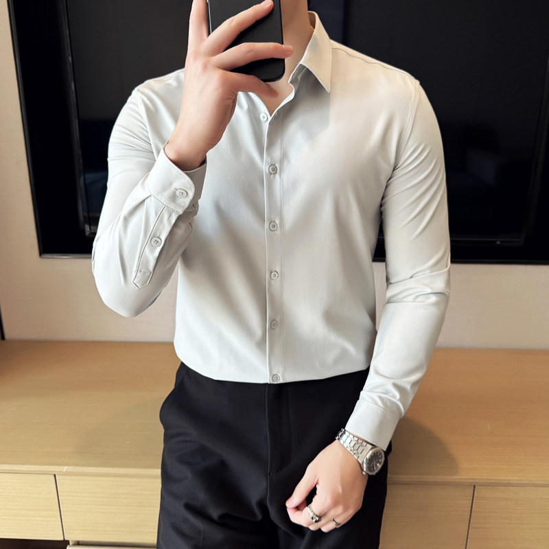 男士长袖衬衫秋季韩版潮流免烫休闲帅气修身版型A311-CSG1120-P50,男装衬衫,电商A311