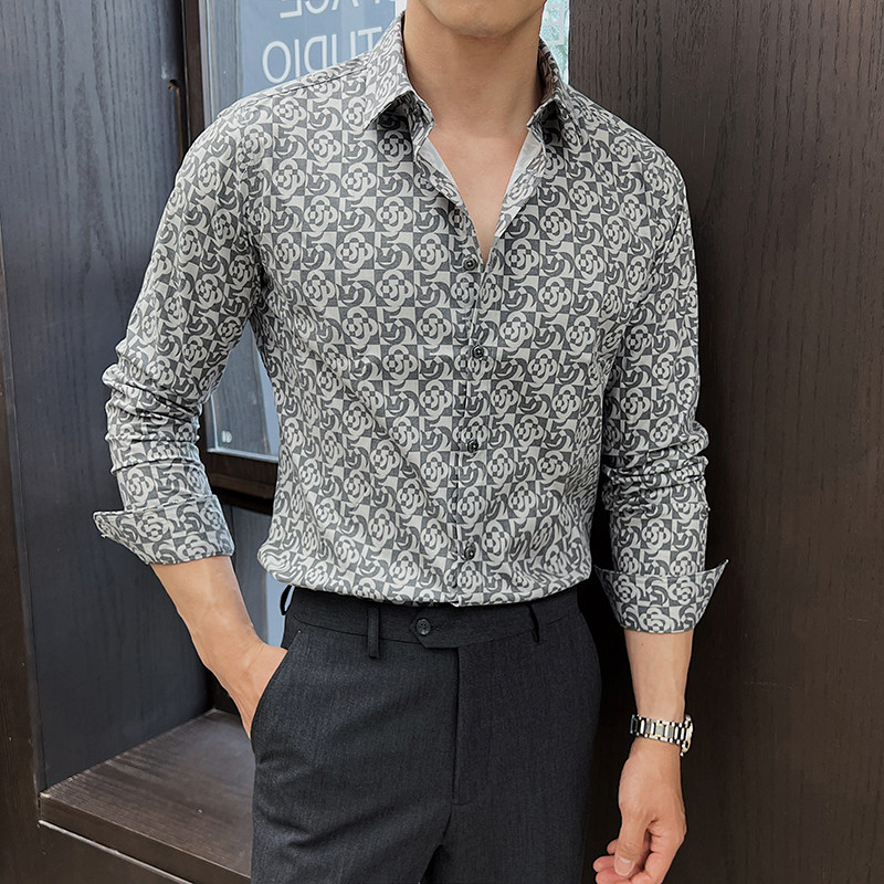 2025秋冬新男士长袖衬衫商务寸衫商务风方领衬衫A311-CSZ7792-P58图片