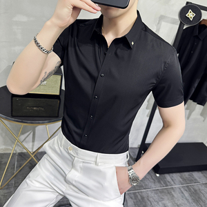 2025夏季新款衬衫男士修身休闲衬衣百搭短袖上衣男A311-CS830-P68图片