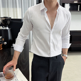 2025新男士长袖衬衫商务寸衫风立领衬衫A311-CSZ7786-P53，男装衬衫，电商A311