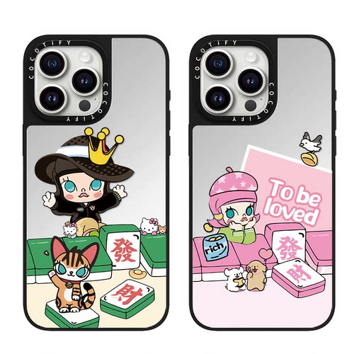 C家发财麻将莫莉MOLLY哭娃适用iphone16pro手机壳15promax苹果14plus镜面17PROMagSafe磁吸13卡通kitty猫12女