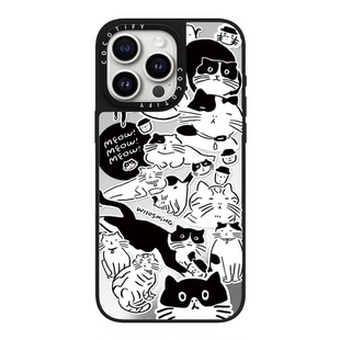 C家WHOSMiNG咖啡小狗猫咪适用苹果17pro/15promax手机壳iphone14pro保护套13镜面MagSafe磁吸12卡通11新款16