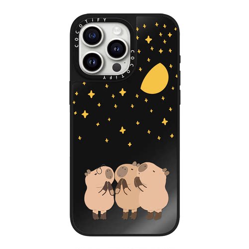 C家许愿卡皮巴拉适用iphone15手机壳14promax17PRO苹果13pro镜面16保护套12新款Capybara17卡通MagSafe磁吸