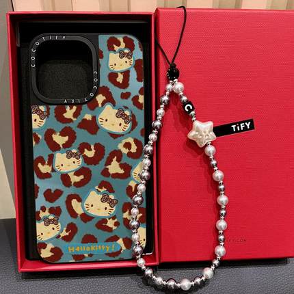 C家蓝色豹纹kitty凯蒂猫适用iphone16pro/17PROMAX手机壳15promax苹果14磁吸MagSafe镜面13/12卡通11甜酷17