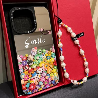 C家可爱彩色花朵公仔适用iphone15pro手机壳14promax苹果13镜面MagSafe磁吸12保护套17PRO女款16plus新款日韩