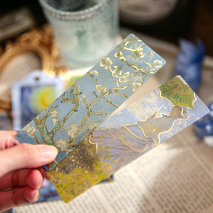 复古水墨油画PVC全烫金书签文艺浪漫花束手帐装饰阅读标记小卡片