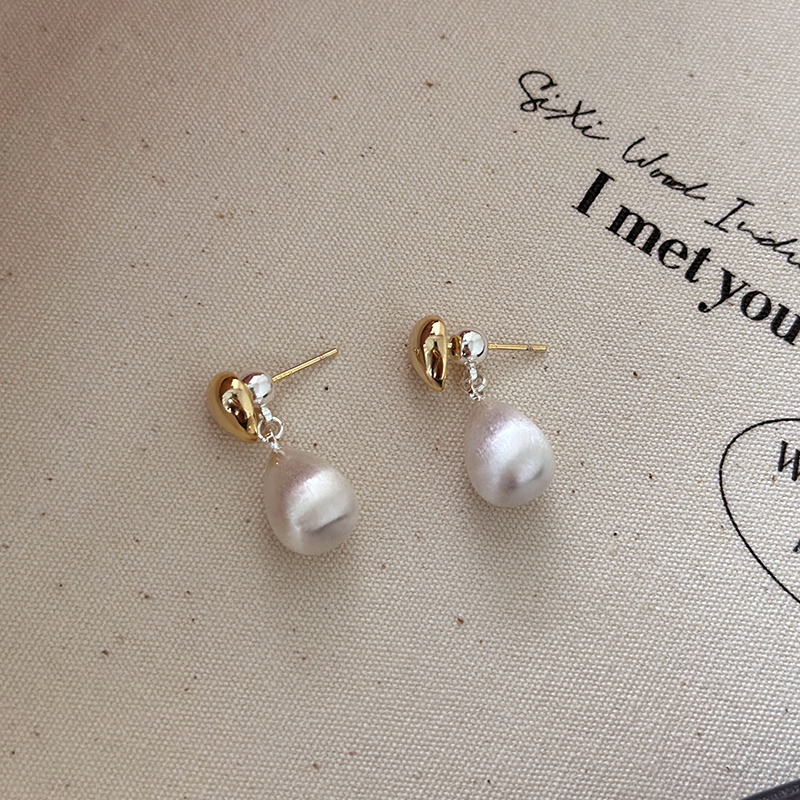 柚卡女双色拉丝后挂式耳环