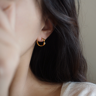 柚卡 耳圈高级感耳饰s925纯银耳环小众设计感 扭曲麻花复古法式