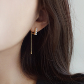 柚卡 流苏耳环高级感轻奢仿珍珠耳饰女港风耳扣气质耳圈小众