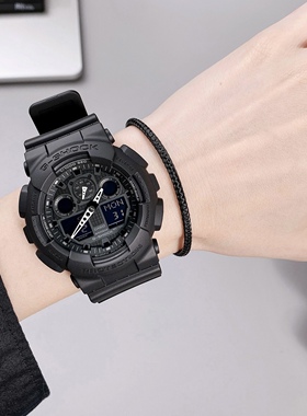 CASIO卡西欧G-SHOCK黑武士大表盘防水运动电子手表男女GA-100-1A1
