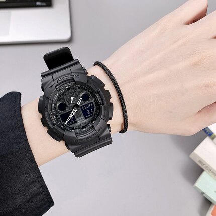 CASIO卡西欧G-SHOCK黑武士大表盘防水运动电子手表男女GA-100-1A1