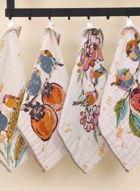 4条方巾棉麻36x36cm