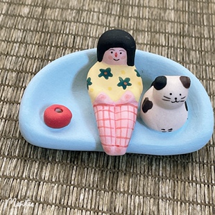 手工沙发小人香插小摆件手捏猫咪花插手绘高温陶瓷花插摆设品送礼