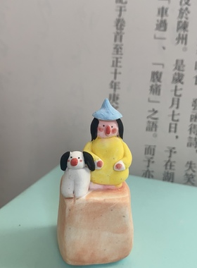原创设计手捏陶瓷卡通人物家用卧室客厅茶几电视柜汽车创意摆件