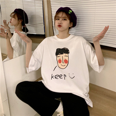 Real price ~ 2021 new Korean loose cartoon letter printed T-shirt
