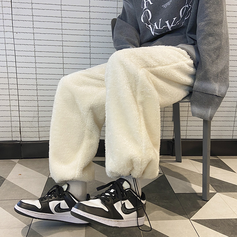 22秋冬加厚保暖羊羔绒阔腿裤男女宽松休闲裤A46-P55，男装休闲裤，星座712-6