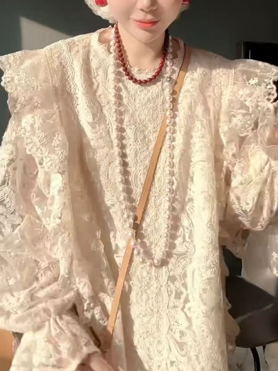 大码女装2025秋季新款胖mm时尚宽松显瘦洋气蕾丝拼接长袖圆领上衣,女装/女士精品,蕾丝衫/雪纺衫,淘宝优惠券,粉丝福利购,淘宝优惠卷