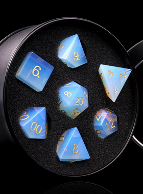 欧珀石蛋白石骰子coc跑团骰子dnd骰子宝石色子博德之门多面骰