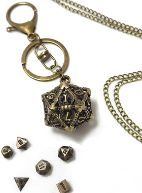 大骰套小骰 创意礼物国外热销跑团骰子挂件D20克苏鲁金属骰子