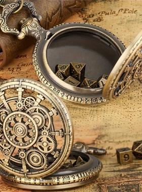 赛博齿轮金属跑团骰子套装coc跑团骰子dnd色子桌游骰子博德筛子