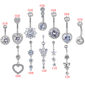 脐钉脐环肚脐环蝴蝶蜻蜓12件套通用饰品独立包装 穿刺动物脐环脐钉