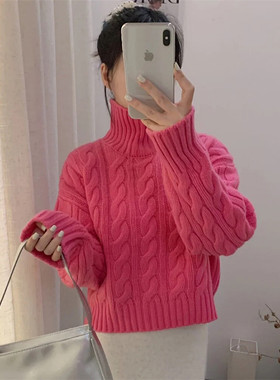 春季新款纯羊毛衫女短款加厚保暖