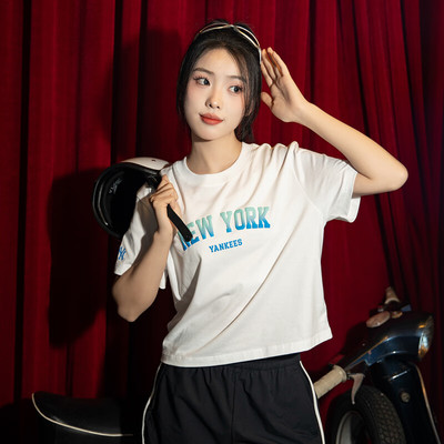 MLB女短裤洋基队字母印花短袖T恤