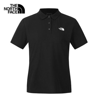 北面户外新款透气翻领短袖T恤