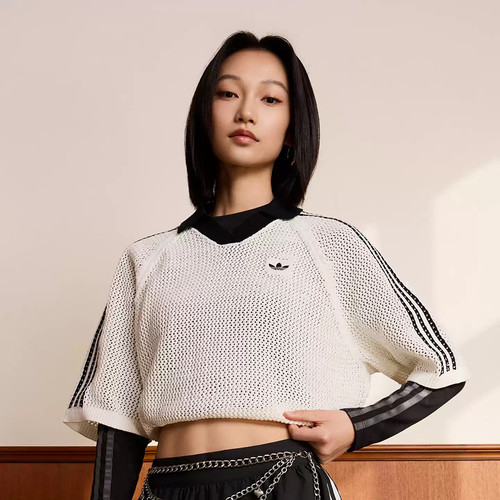 阿迪达斯三叶草女镂空网眼POLO衫