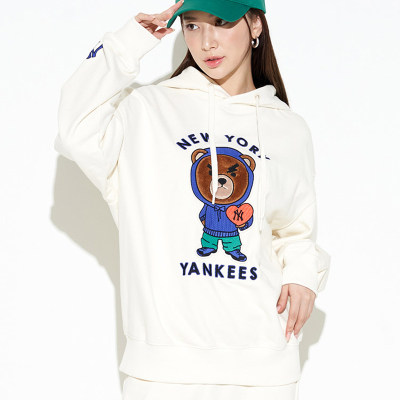 MLB连帽卫衣男女皱眉熊运动休闲套头衫潮流嘻哈连帽上衣3AHDE0131