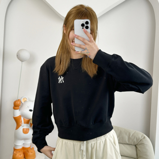 圆领运动休闲套头衫 MLB卫衣女子NY小标短款 3FMTB2054 新款 25秋季