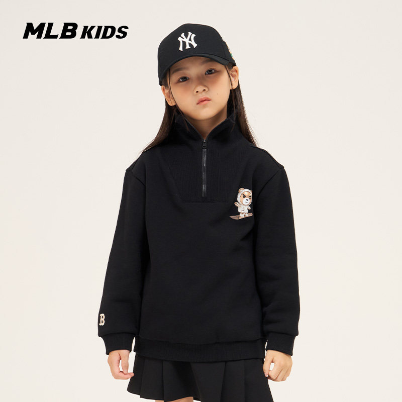 MLB儿童时尚潮流小熊半拉链卫衣