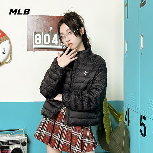 MLB女立领保暖防风羽绒服NY小标