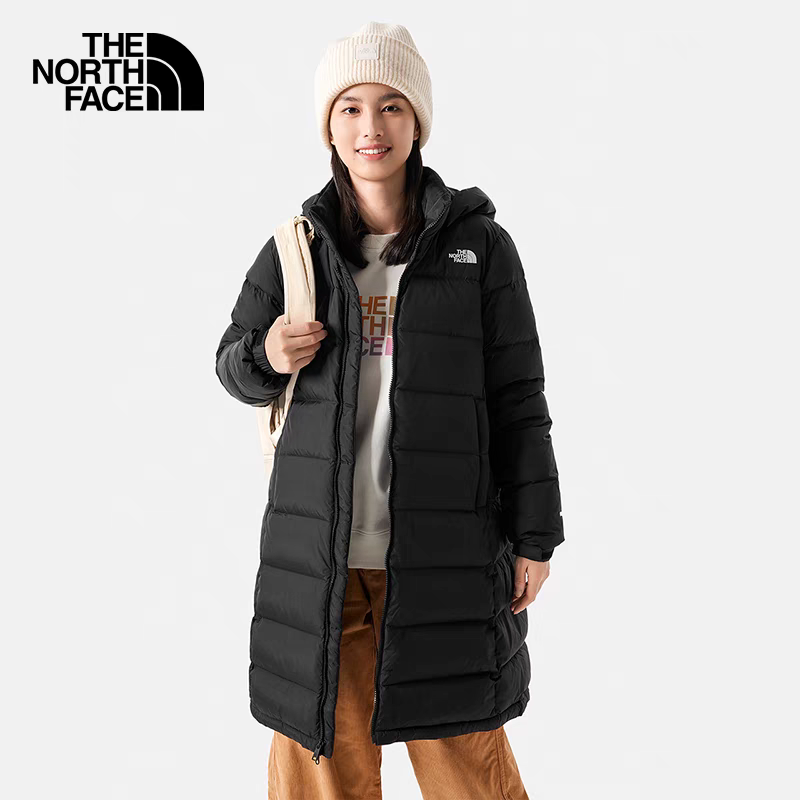 北面女户外保暖中长款羽绒服外套
