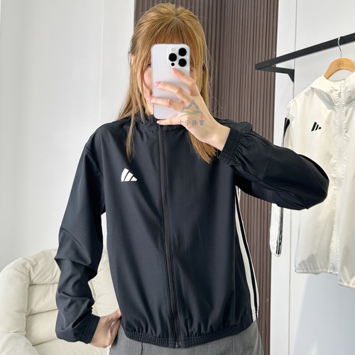阿迪达斯女子立领三条纹夹克外套