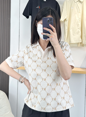 25新款MLB女款短袖NY复古钻石老花满印polo衫运动T恤3FPQM0253