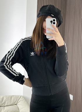 阿迪达斯三叶草女子复古三条纹修身针织外套IN6061/IY7278/IW3162