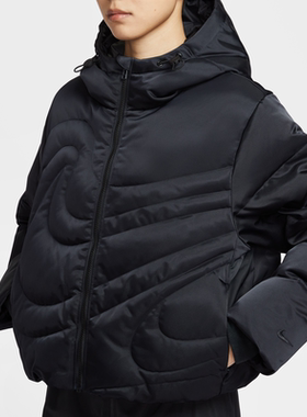 NIKE耐克25秋冬新款女宽松运动夹克刺绣短款连帽保暖羽绒服IB2006