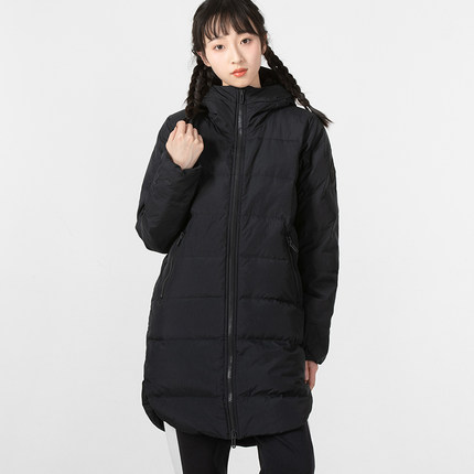 UA安德玛羽绒服女防风保暖外套中长款运动服连帽夹克外套1364899