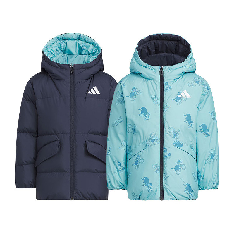 阿迪达斯儿童两面穿连帽羽绒服