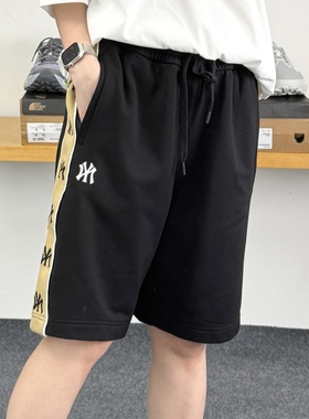 MLB情侣短裤25新款男女NY串标直筒针织休闲运动五分裤3ASPM0353